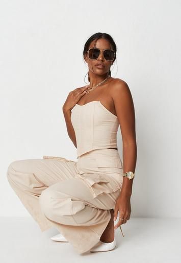 Cream Co Ord Utility Pocket Wide Leg Pants | Missguided (US & CA)