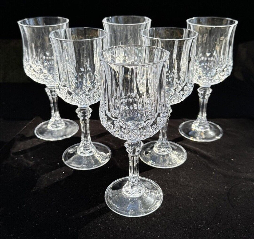 6 Stunning Wine Glass Longchamp by Cristal D'argues 7.35 Durand Diamond Pattern - Etsy | Etsy (US)