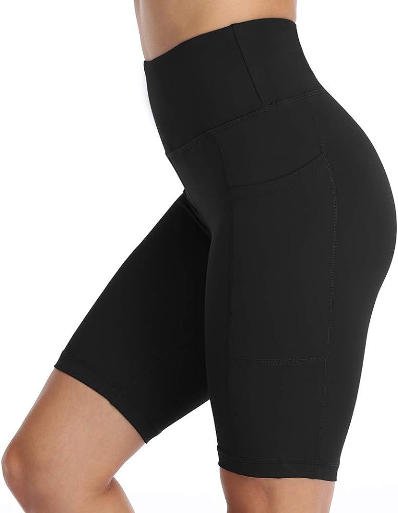 Amazon Essentials High Waist Biker Shorts for Women Workout Yoga Exercise Gym Running Black Short... | Amazon (US)