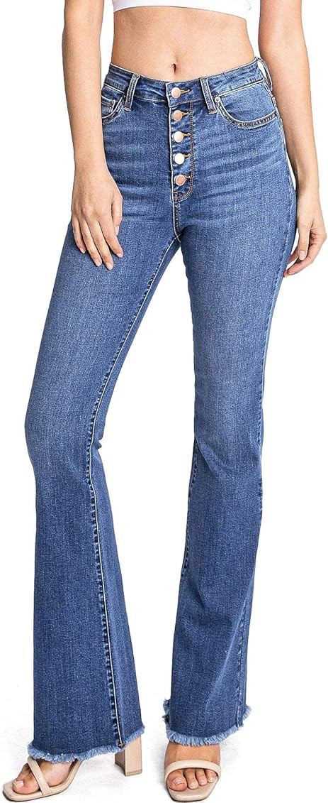 Angry Rabbit Women's Juniors High Waist Stretchy Premium Flare Jeans | Amazon (US)