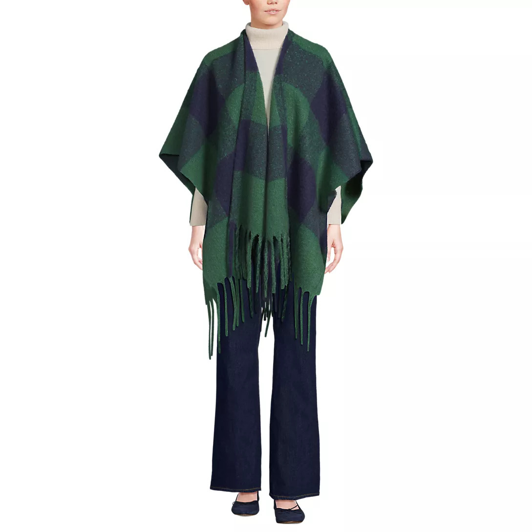 Women's Brushed Boucle Ruana | Lands' End (US)
