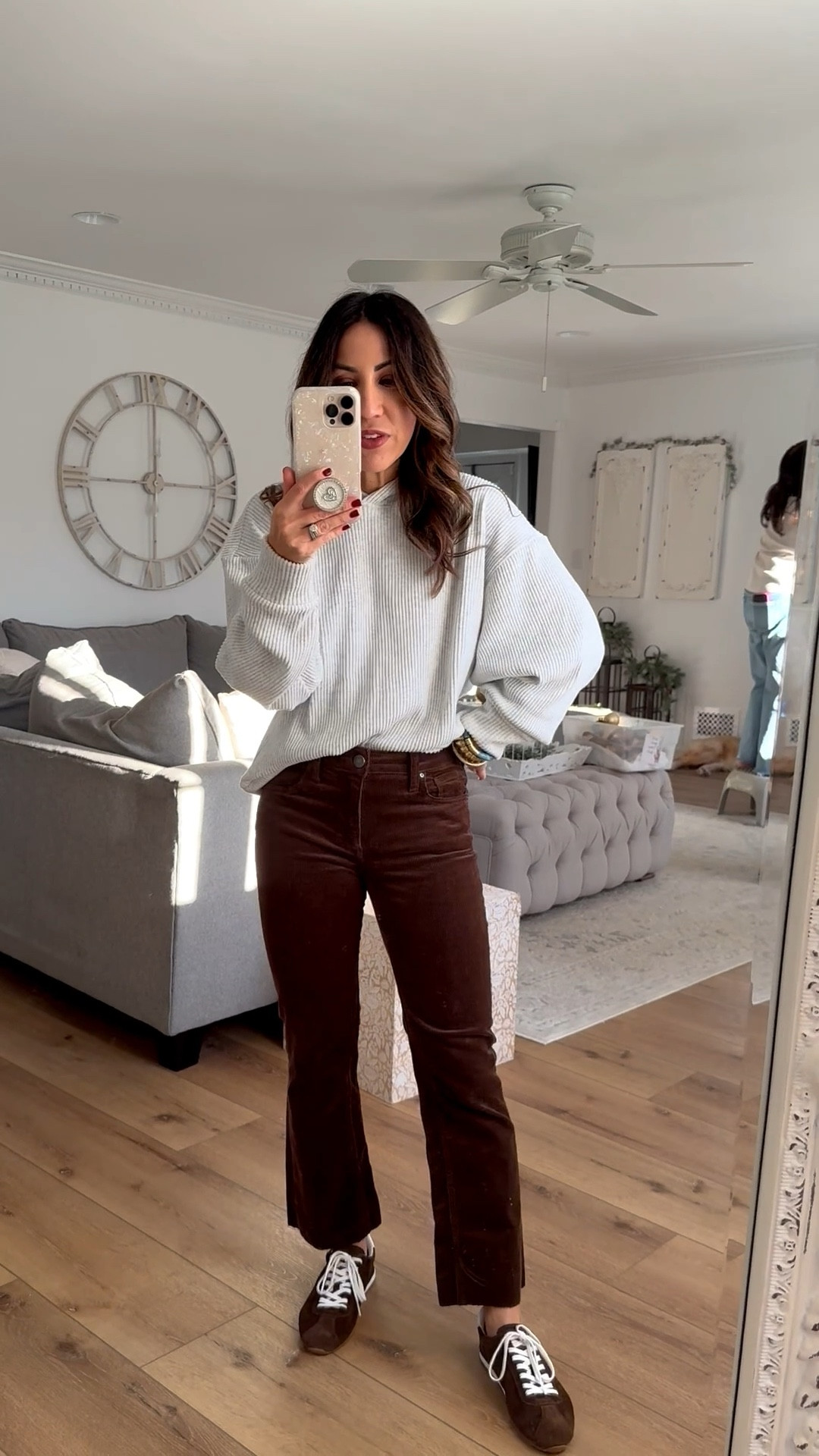 Brown corduroy pants 00. I cut mine a little bit. Hoodie, small, sneakers TTS. Lipstick color, neutral Rose. Lip liner color, soar 

#LTKFindsUnder100 #LTKOver40