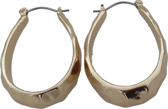 Time and Tru Women's Gold Hammered Teardrop Hoop Earring - Walmart.com | Walmart (US)