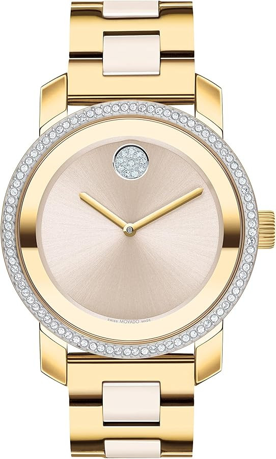 Movado Bold Iconic Women's Watch - Swiss Quartz 2H Movement, Stainless Steel Ceramic Center Link ... | Amazon (US)