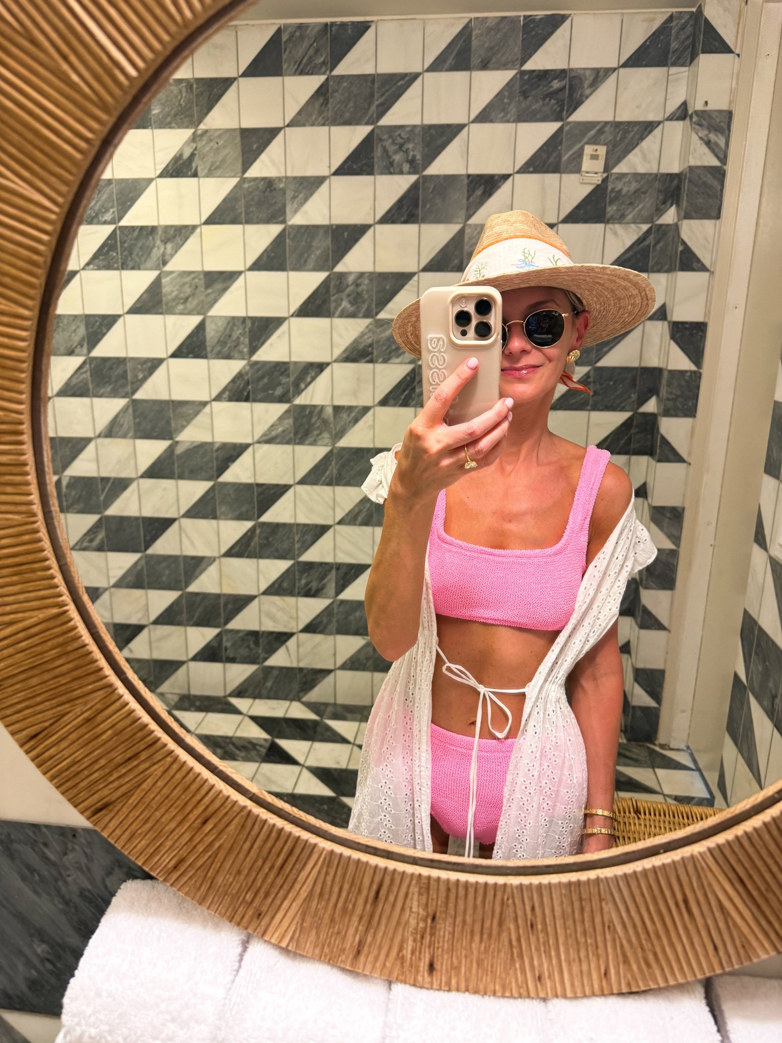 I give this bikini a 20/10 because it’s that good. The bottoms can be adjusted to be higher or lower rise and the coverage is cheeky, but not too much for this 43 year old mama 🩷

#LTKTravel #LTKOver40 #LTKSwim