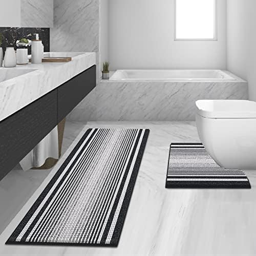 Amazon.com: Sunhop Bathroom Rugs Bath Mat Set, 2 Piece Soft Plush Chenille Bathroom Runner Rug, A... | Amazon (US)