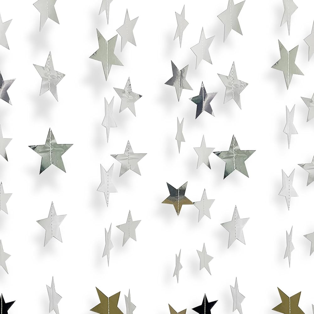 10pcs Silver Star Hanging Garlands Party Decorations for Birthday Wedding New Year Graduation Han... | Amazon (US)