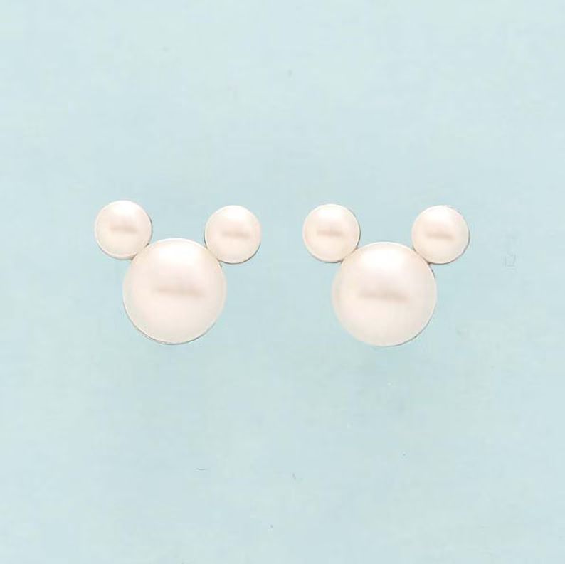 Pearl Mouse Ears Earrings, Destination Wedding Accessory, Pearl Bridal Bridesmaid Earrings Gift, ... | Etsy (US)