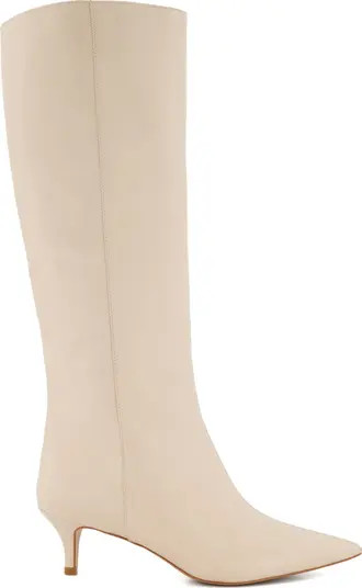 Dune London Smooth Pointed Toe Knee High Kitten Heel Boot (Women) | Nordstrom | Nordstrom