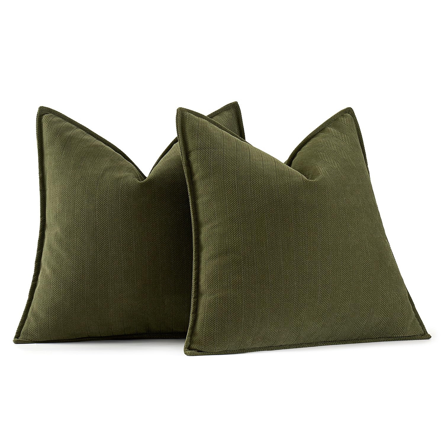 MIULEE Pack of 2 Olive Green Decorative Pillow Covers 24x24 Inch Soft Chenille Luxurious Couch Th... | Amazon (US)