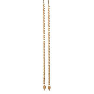 Wood Bead Strand with Round Bead and Drop in Beige | The Home Depot