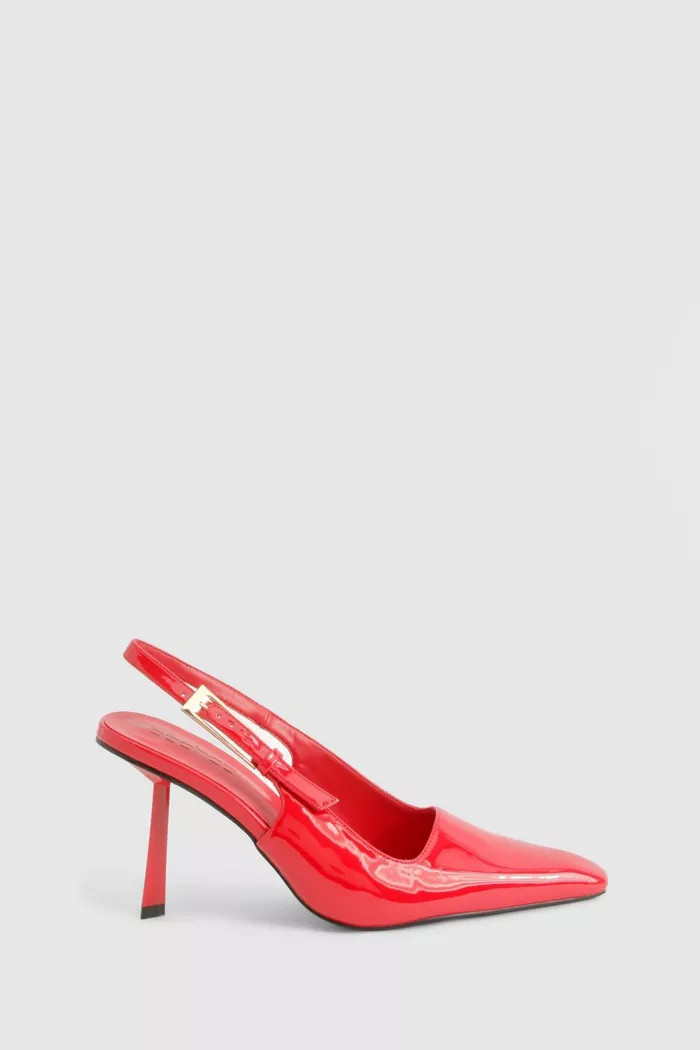 Square Stiletto Buckle Slingback Court Shoes | Boohoo.com (UK & IE)