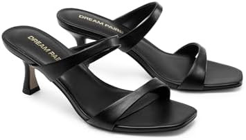 DREAM PAIRS Women's Two Straps Heel Sandal | Amazon (US)