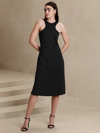 High-Neck Knit Knee-Length Dress | Banana Republic Factory