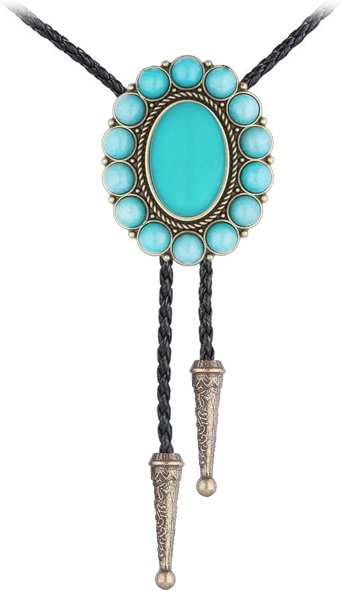 GelConnie Bolo Tie for Men Women Rodeo Cowboy Leather Necktie Turquoise Native American Western N... | Amazon (US)