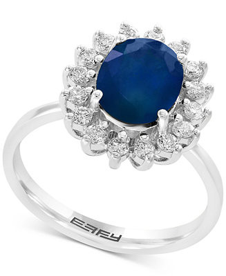 Royalty Inspired by EFFY® Sapphire (1-9/10 ct. t.w.) and Diamond (3/8 ct. t.w.) Oval Ring in 14k... | Macy's