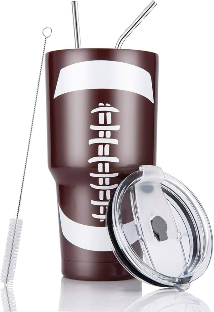 Joyclub 30oz Football Tumbler Double Wall Stainless Steel Vacuum Insulated Tumbler Cup Travel Mug... | Amazon (US)