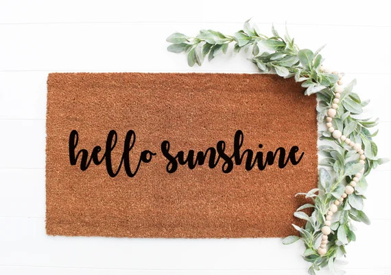 Hello Sunshine Doormat - Handpainted Door Mat Quote Unique Cute Home Decor Hello Hi Sun Summer Qu... | Etsy (US)