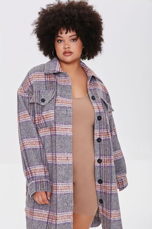 Plus Size Plaid Longline Shacket | Forever 21 | Forever 21 (US)