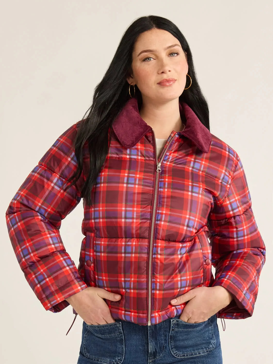 Free Assembly Women's and Women's Plus Short Puffer Jacket, Sizes XS-4X | Walmart (US)