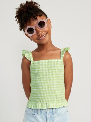 Printed Flutter-Sleeve Smocked Top for Girls | Old Navy (US)