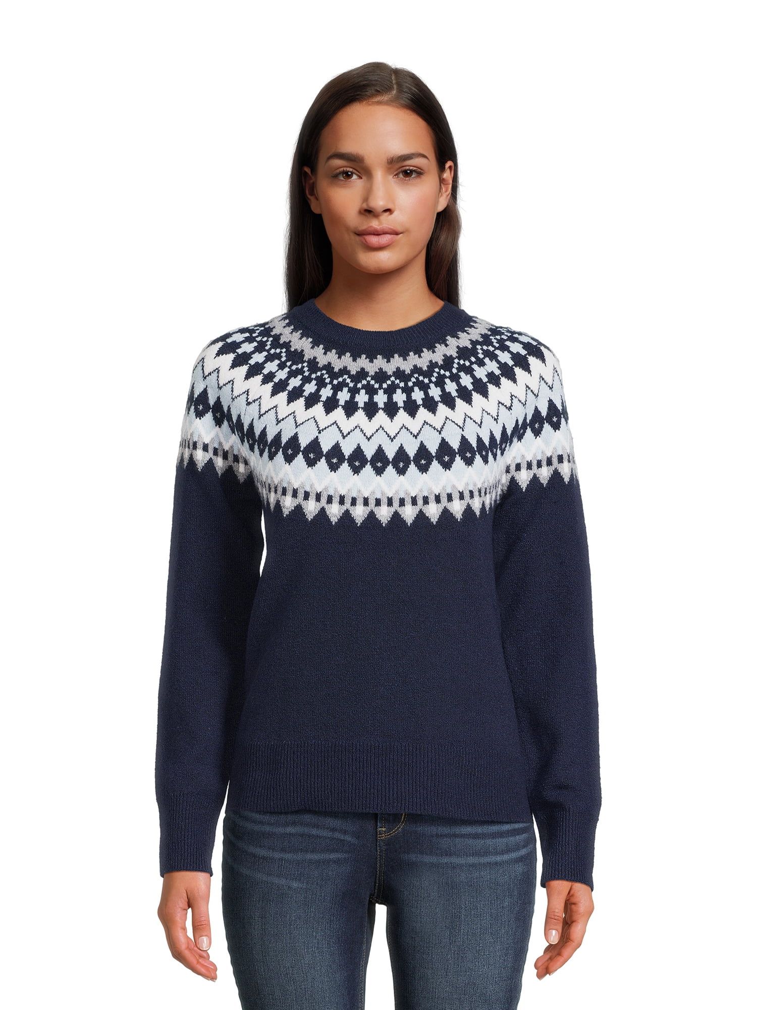 Time and Tru Women's Pullover Crew Neck Sweater, Midweight, Sizes XS-XXXL - Walmart.com | Walmart (US)