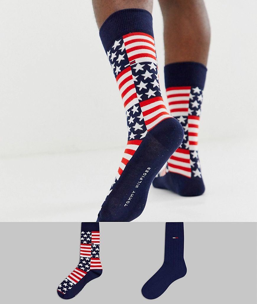 Tommy Jeans 2 pack American flag socks-Multi | ASOS (Global)