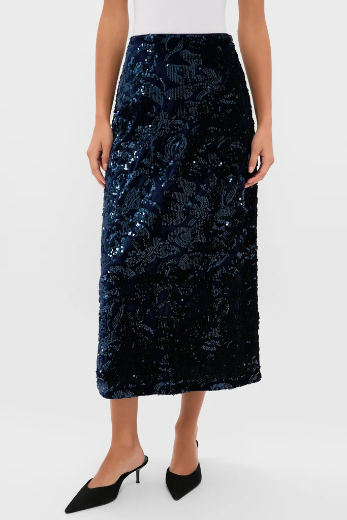 Velvet and Sequin Maloney Midi Skirt | Tuckernuck (US)