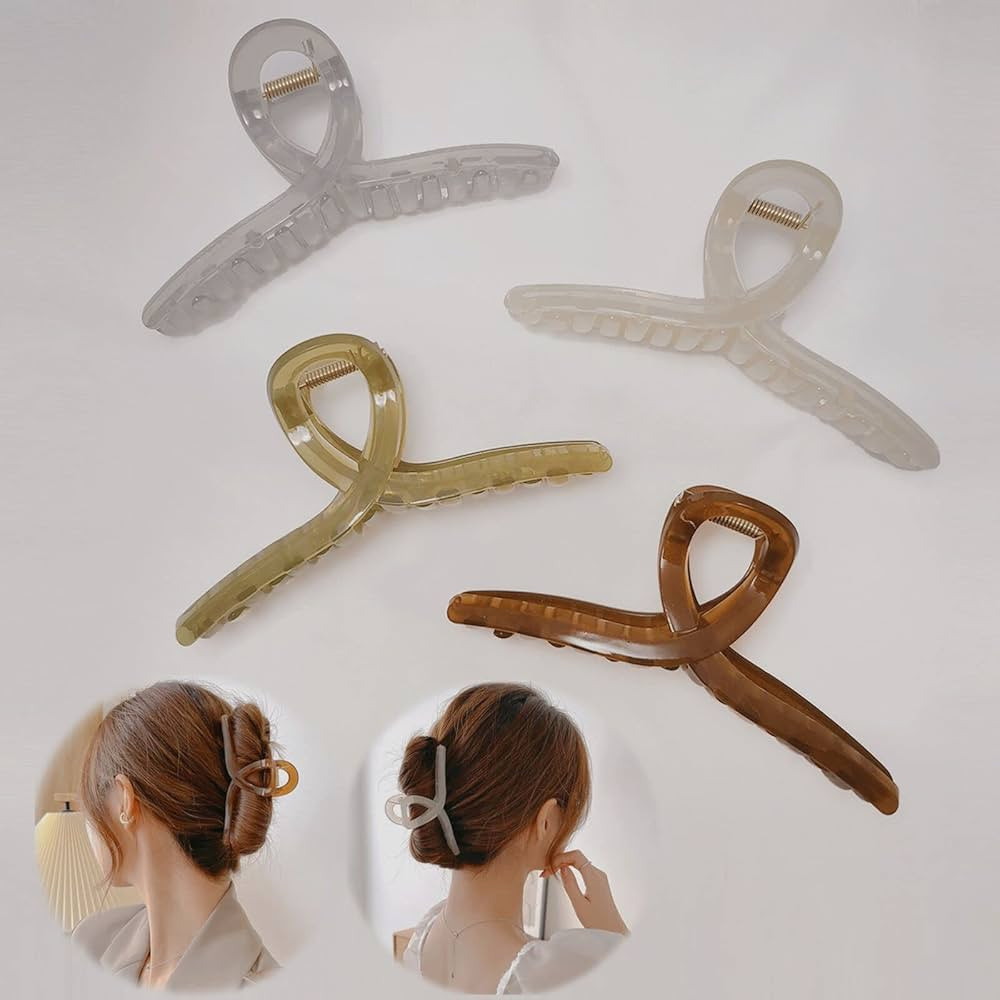 AIPoGN 4pcs Large Jelly Hair Claw Clips for Women, Strong Hold Butterfly Clips, Big Hair Clips fo... | Amazon (US)
