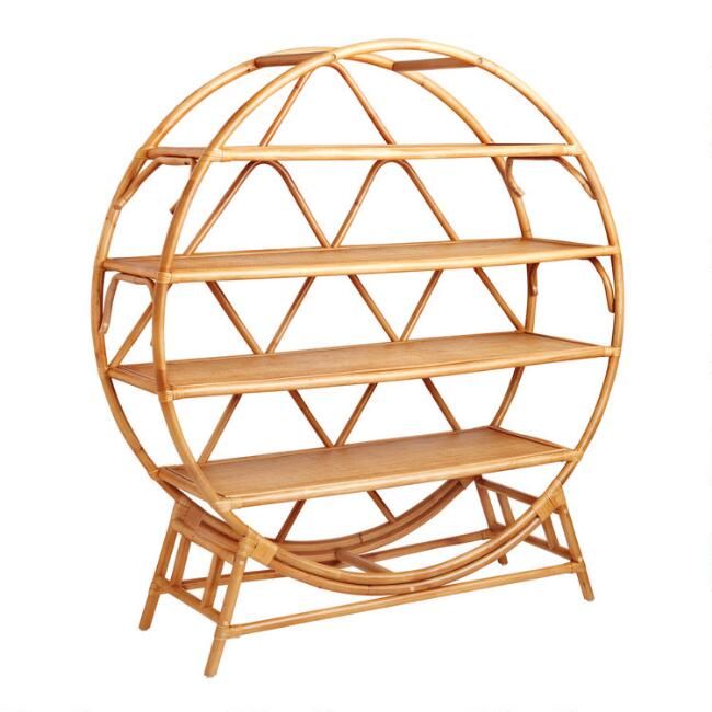 Round Natural Rattan Nylah Bookcase | World Market