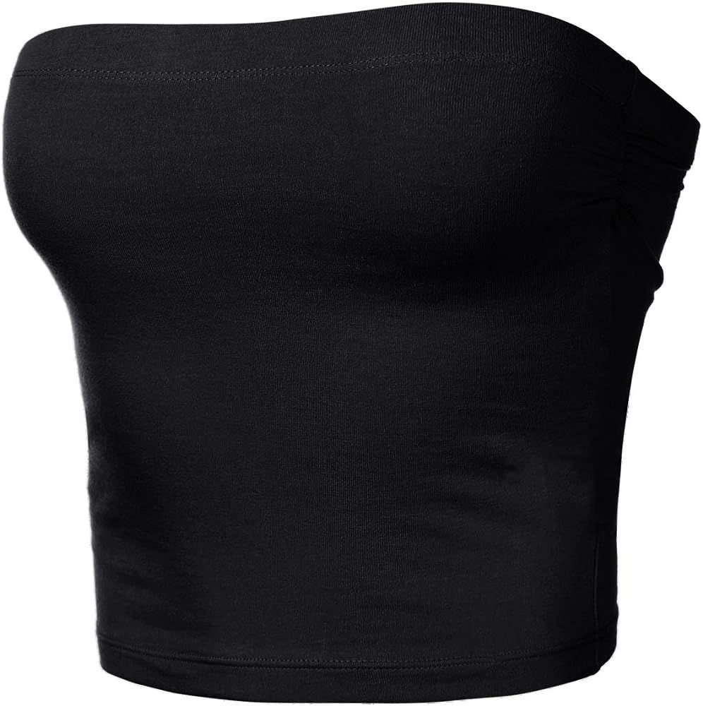 Women's Tube Crop Tops Strapless Cute Sexy Cotton Basic Solid Casual Cami Tops | Amazon (US)