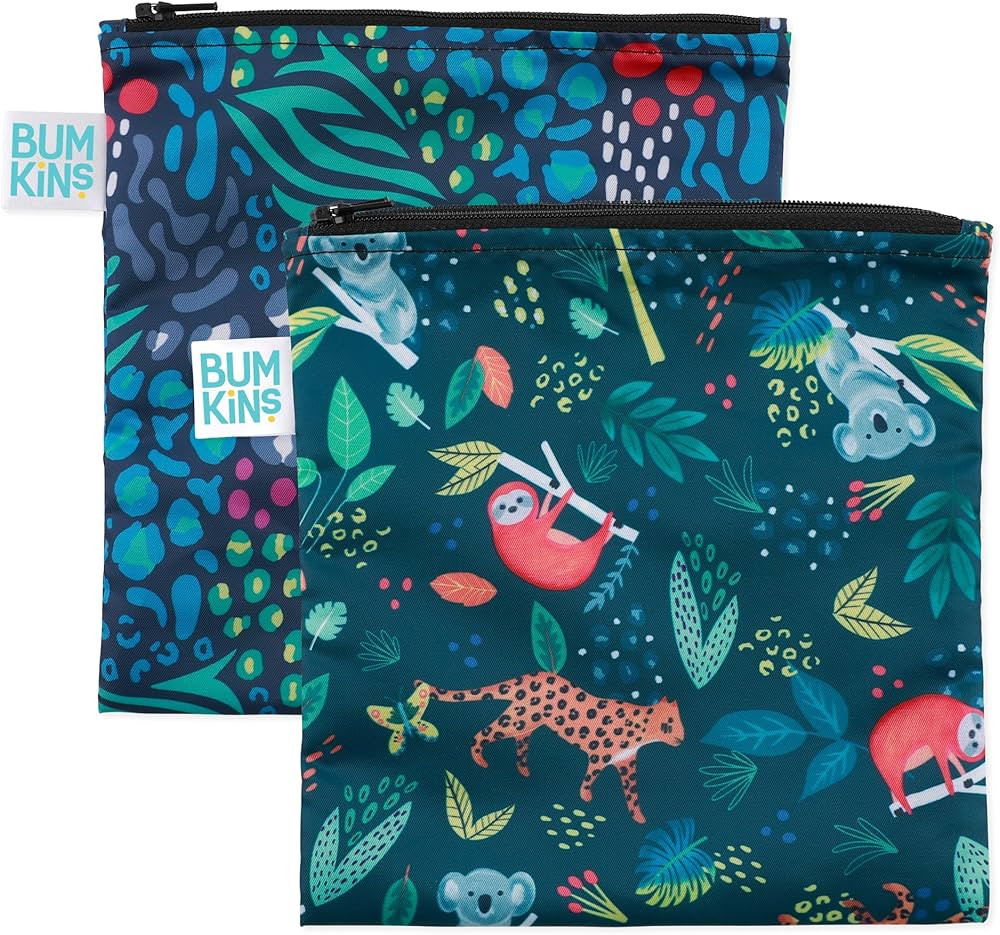 Bumkins Reusable Sandwich and Snack Bags, for Kids School Lunch and for Adults Portion, Washable ... | Amazon (US)