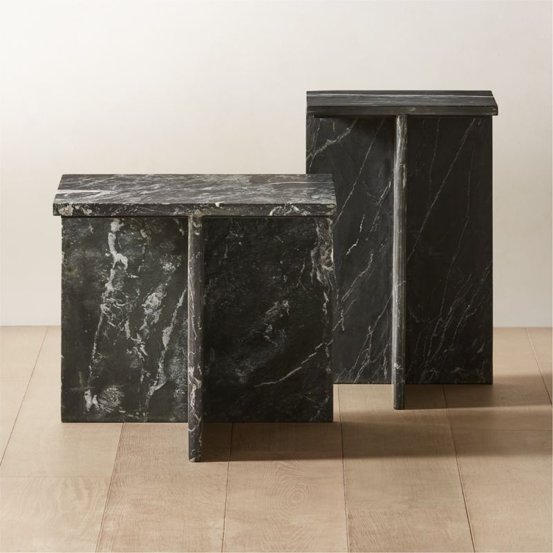 T Black Marble Side Tables | CB2 | CB2