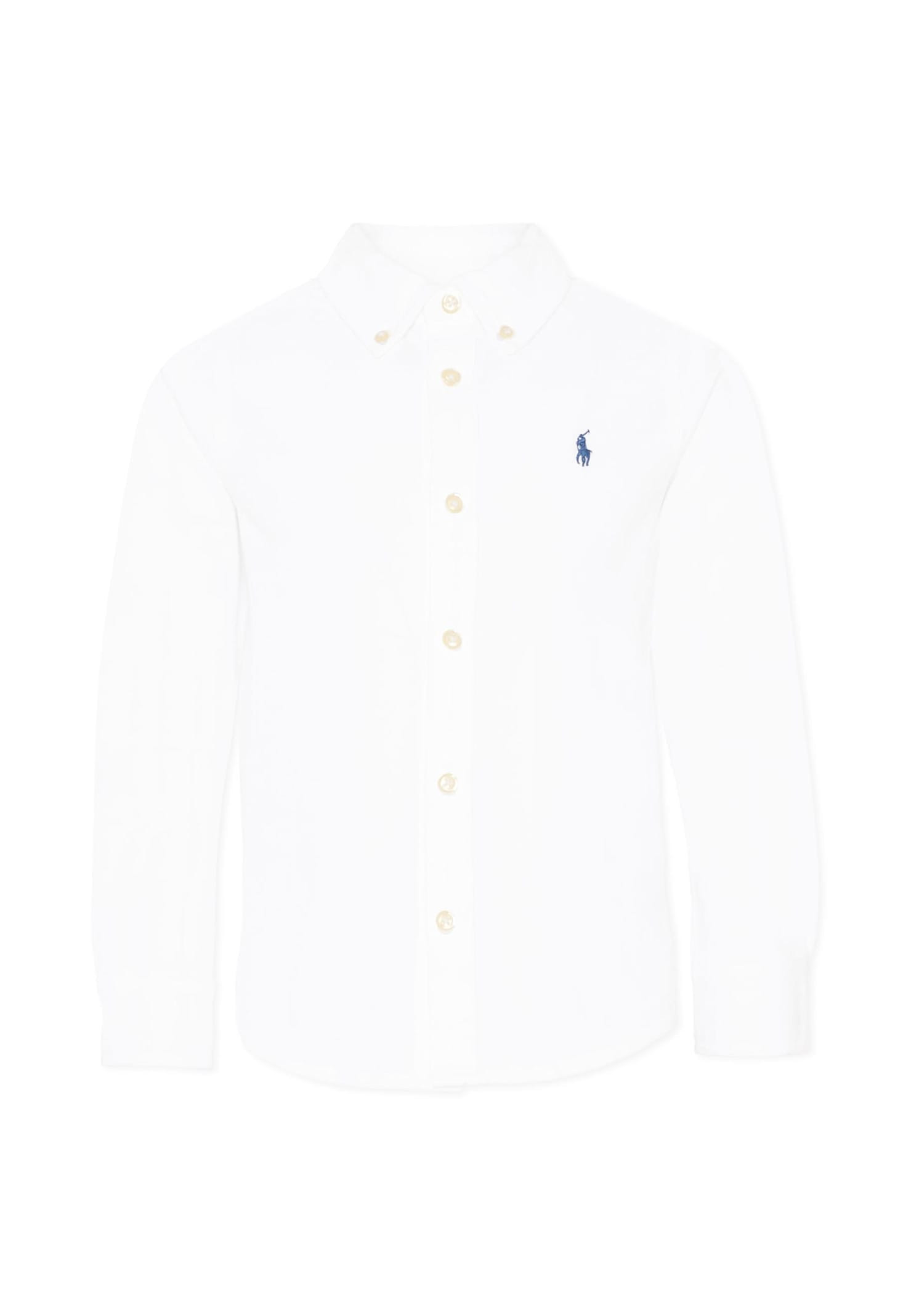 Ralph Lauren White Shirt For Kids With Iconic Blue Logo | Italist.com US