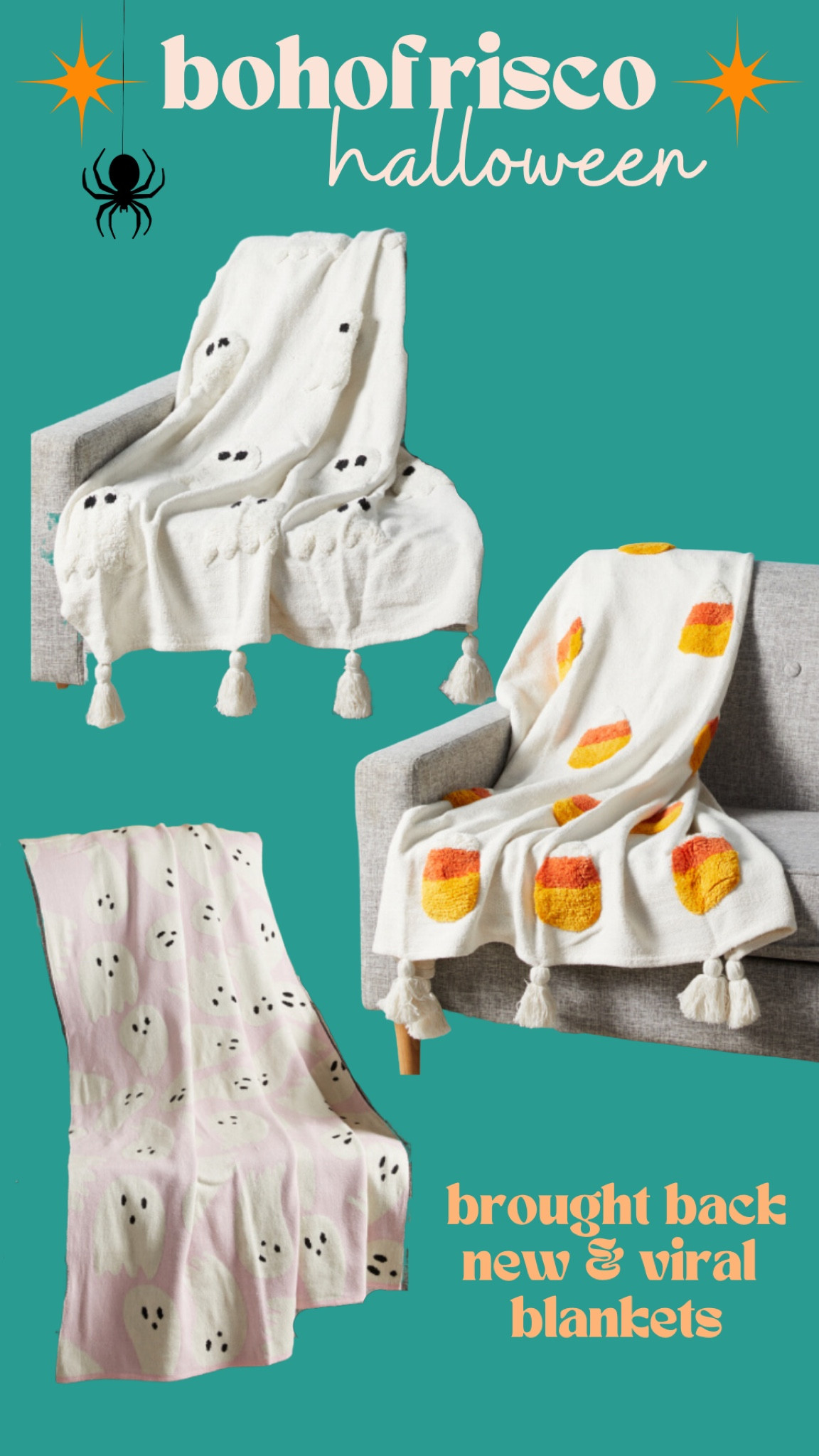 EARLY FINDS - guaranteed to sell out!! Halloween finds home decor viral blanket ghosts candy corn pink and Rachel Zoe 

#LTKunder50 #LTKhome #LTKSeasonal