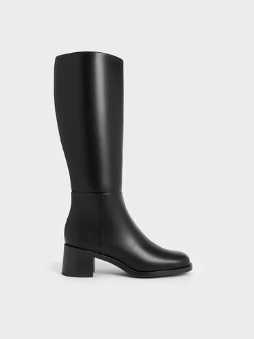 Louise Block-Heel Knee-High Boots
    
         - Black | Charles & Keith UK