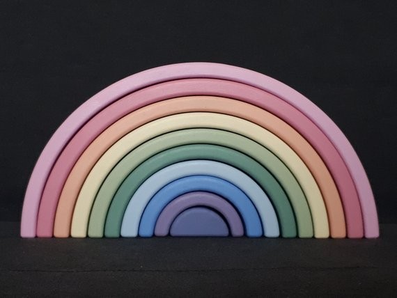 10 piece Pastel Wooden Toy Rainbow. Stacking toy, Waldorf Toddler Toy, Rainbow. Pastel Rainbow. | Etsy (US)