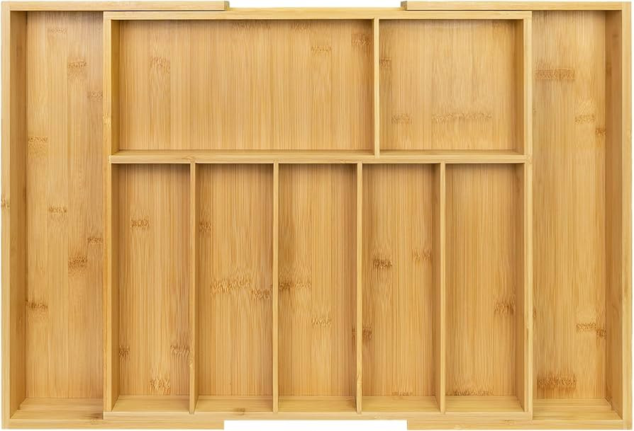 Utoplike Extra Large Kitchen Drawer Organizer, Expandable Bamboo Drawer Holder for Utensils, Silv... | Amazon (US)
