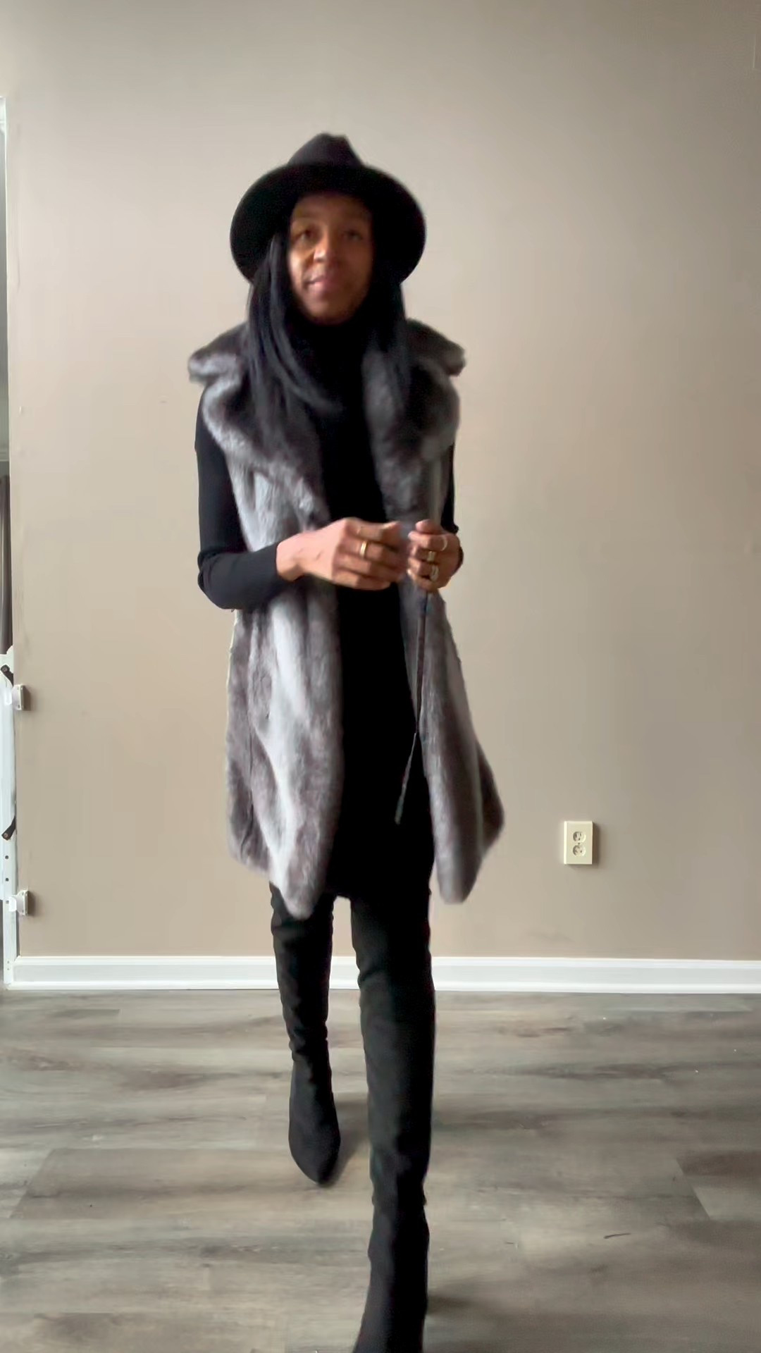 I'm going to get every wear out of this fur vest until spring. 

all black outfit, date night outfit 

 #LTKgrwm #LTKootd #LTKU