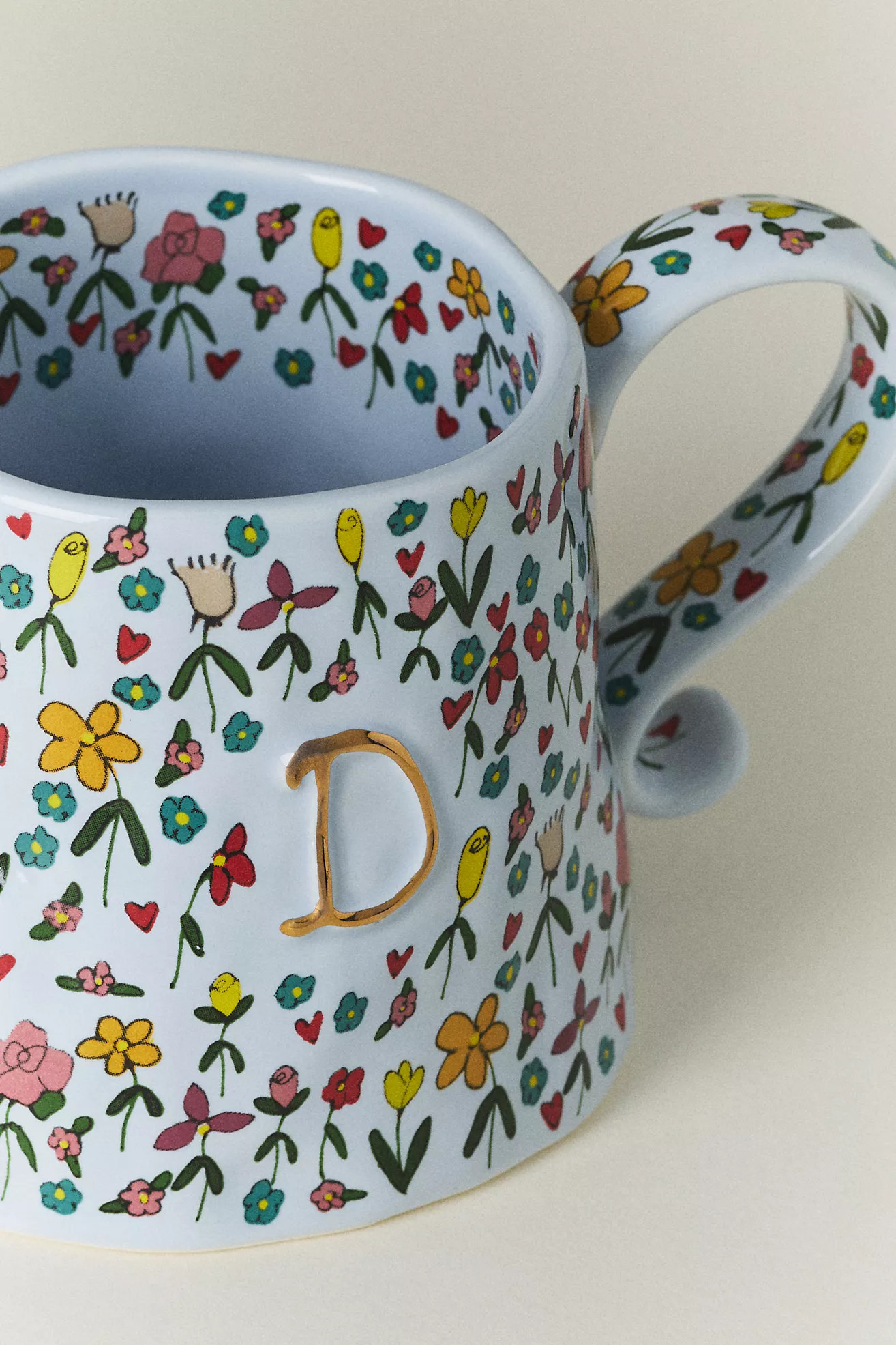 The Mud Fairy Stoneware 24k Gold Accent Monogram Mug | Anthropologie (US)