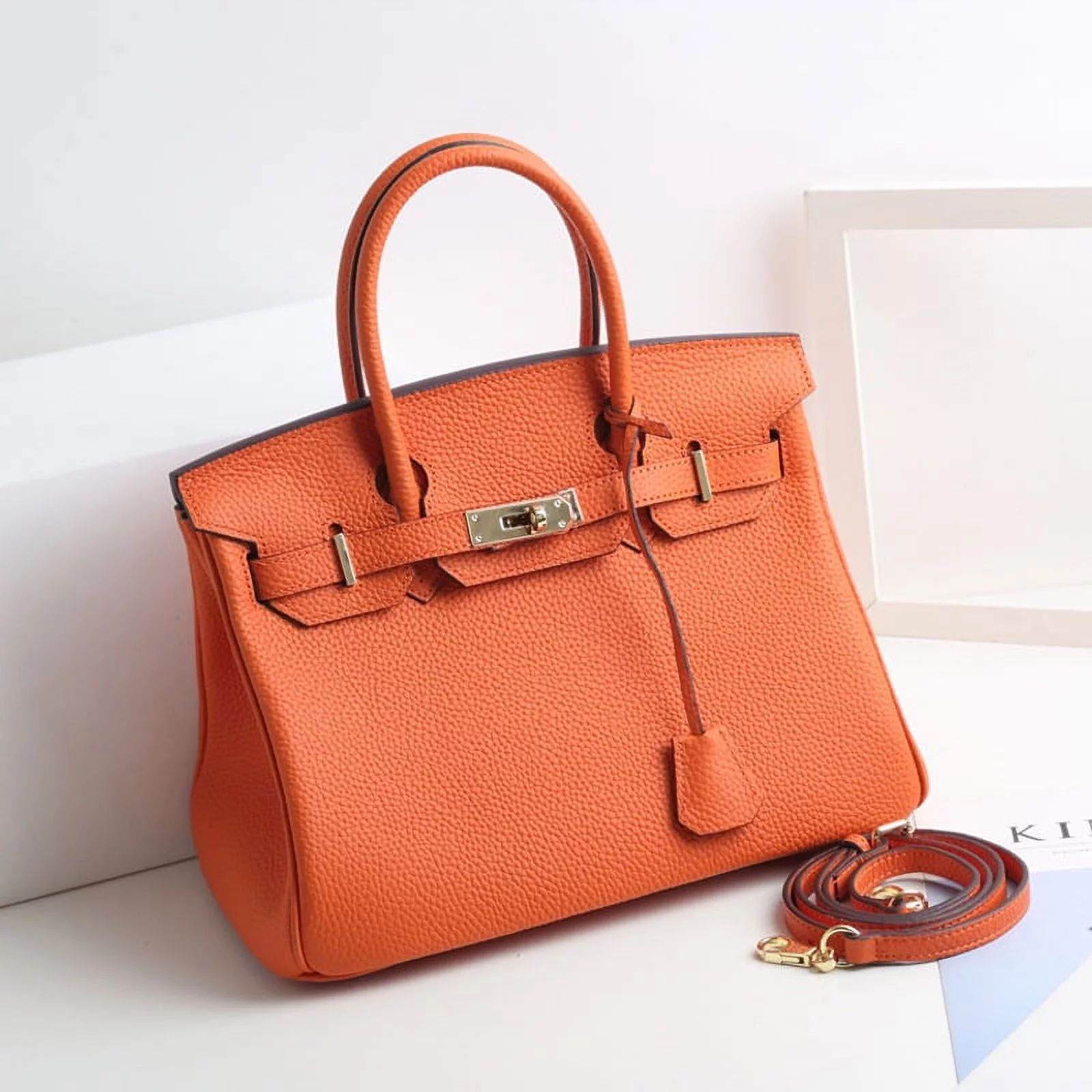 KAMUGO Genuine Leather Handbags Purses for Women , Orange Shoulder Bag , Handle Satchel Ladies Cr... | Walmart (US)