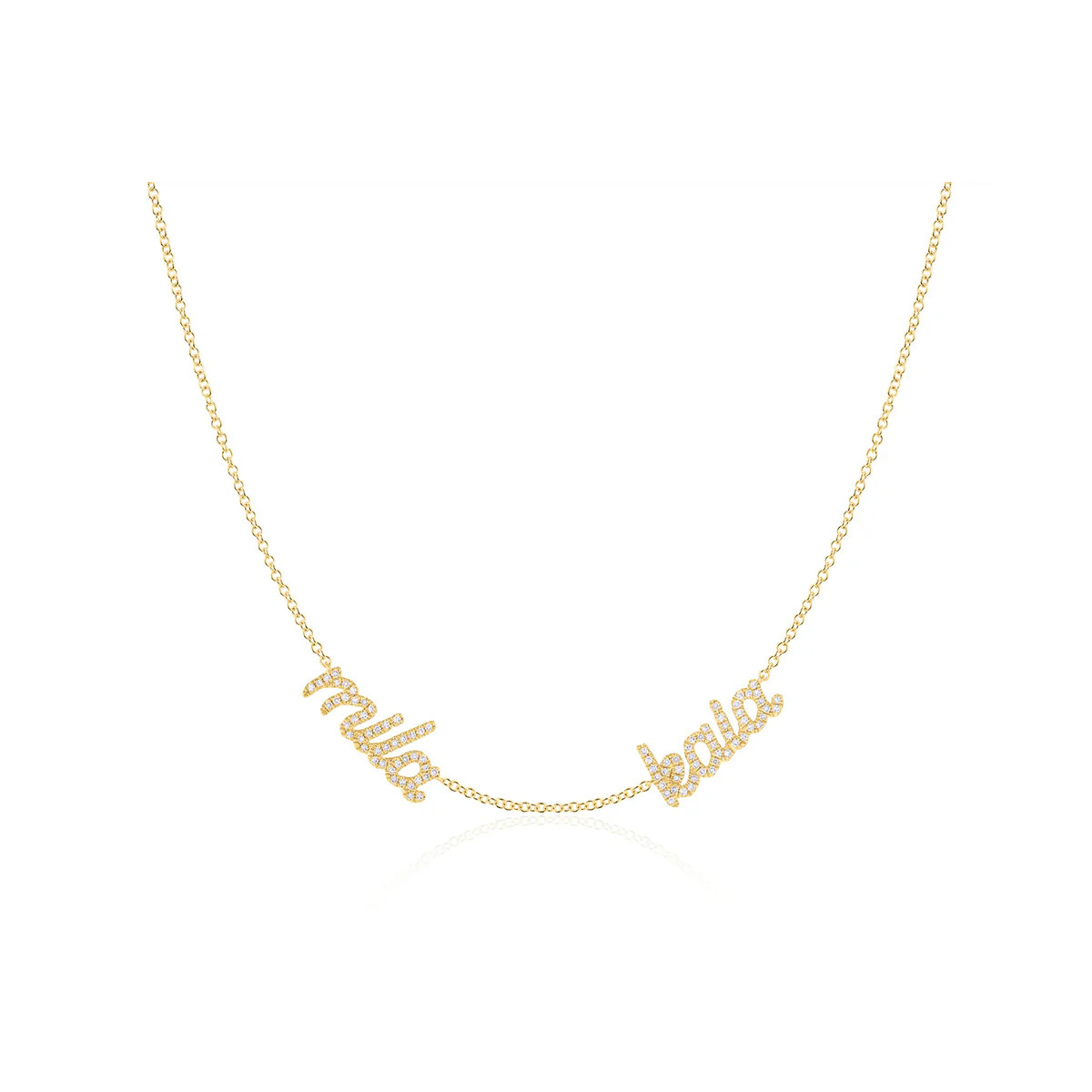Double Diamond Script Name Necklace14k Yellow Gold / 2 | EF Collection