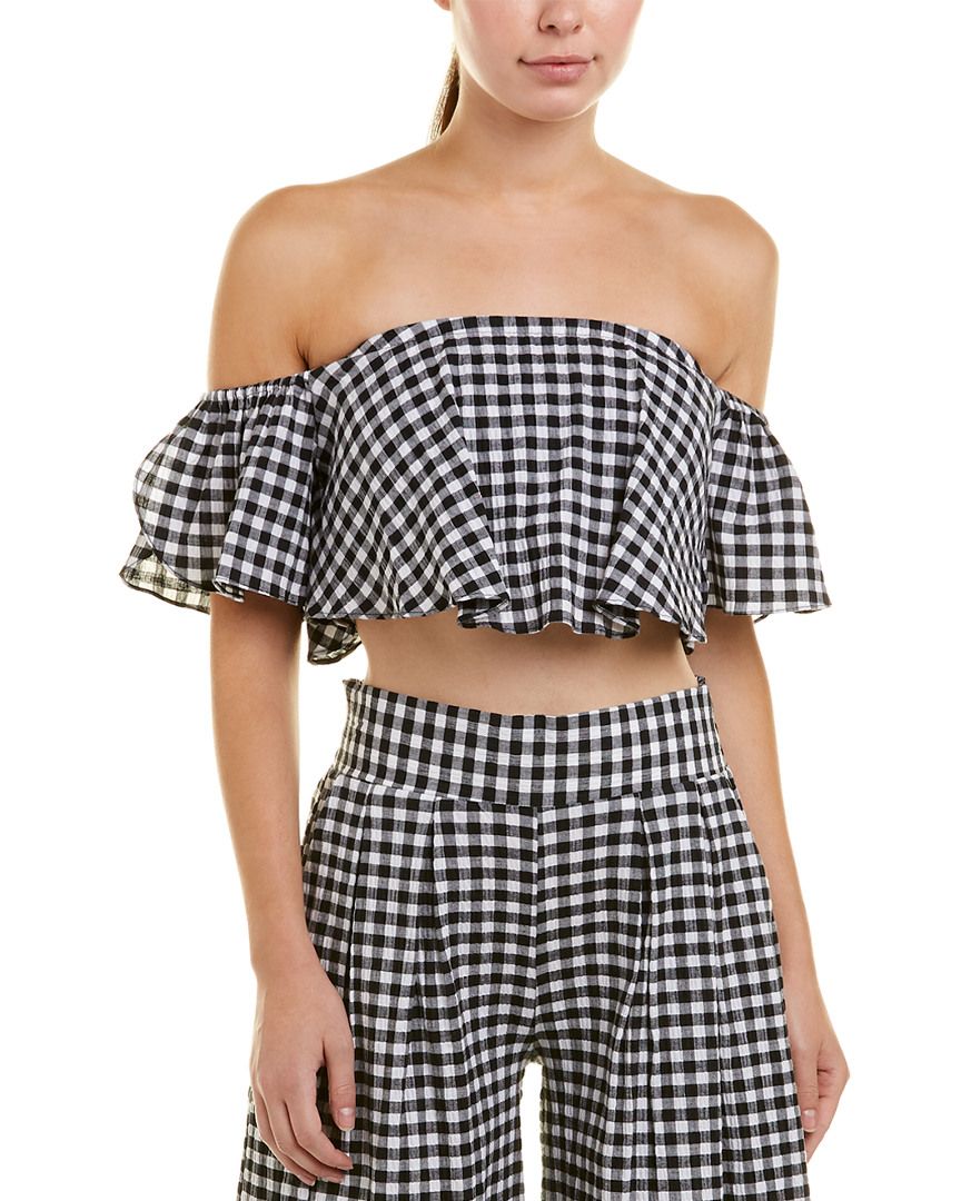 MISA Los Angeles Lunna Gingham Tube Cropped Top | Gilt