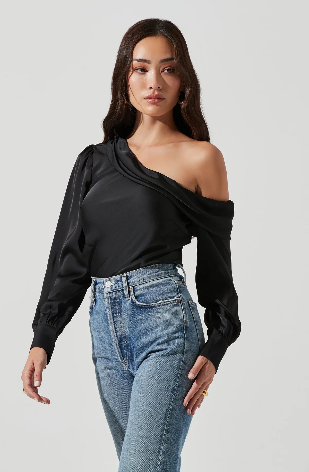 Asymmetrical One Shoulder Long Sleeve Top | ASTR The Label (US)