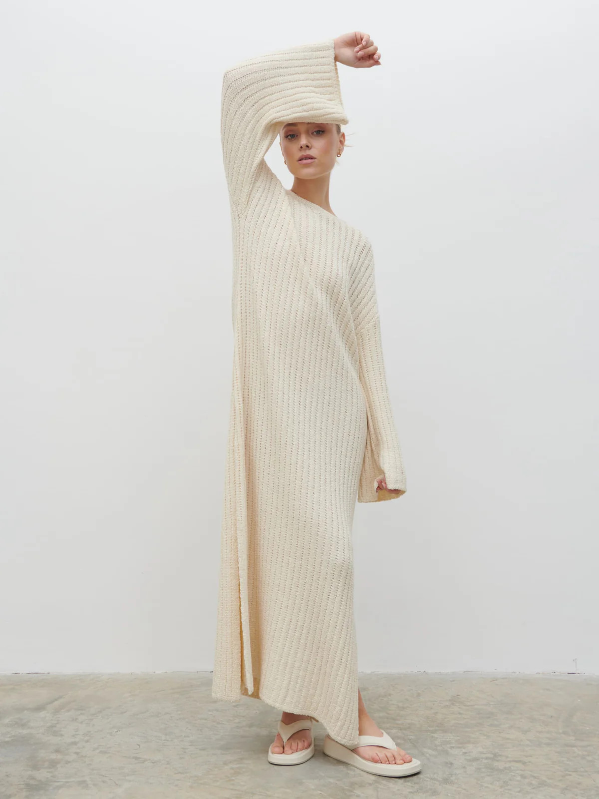 Eleanor Knit Maxi Dress - Cream | Pretty Lavish (UK)