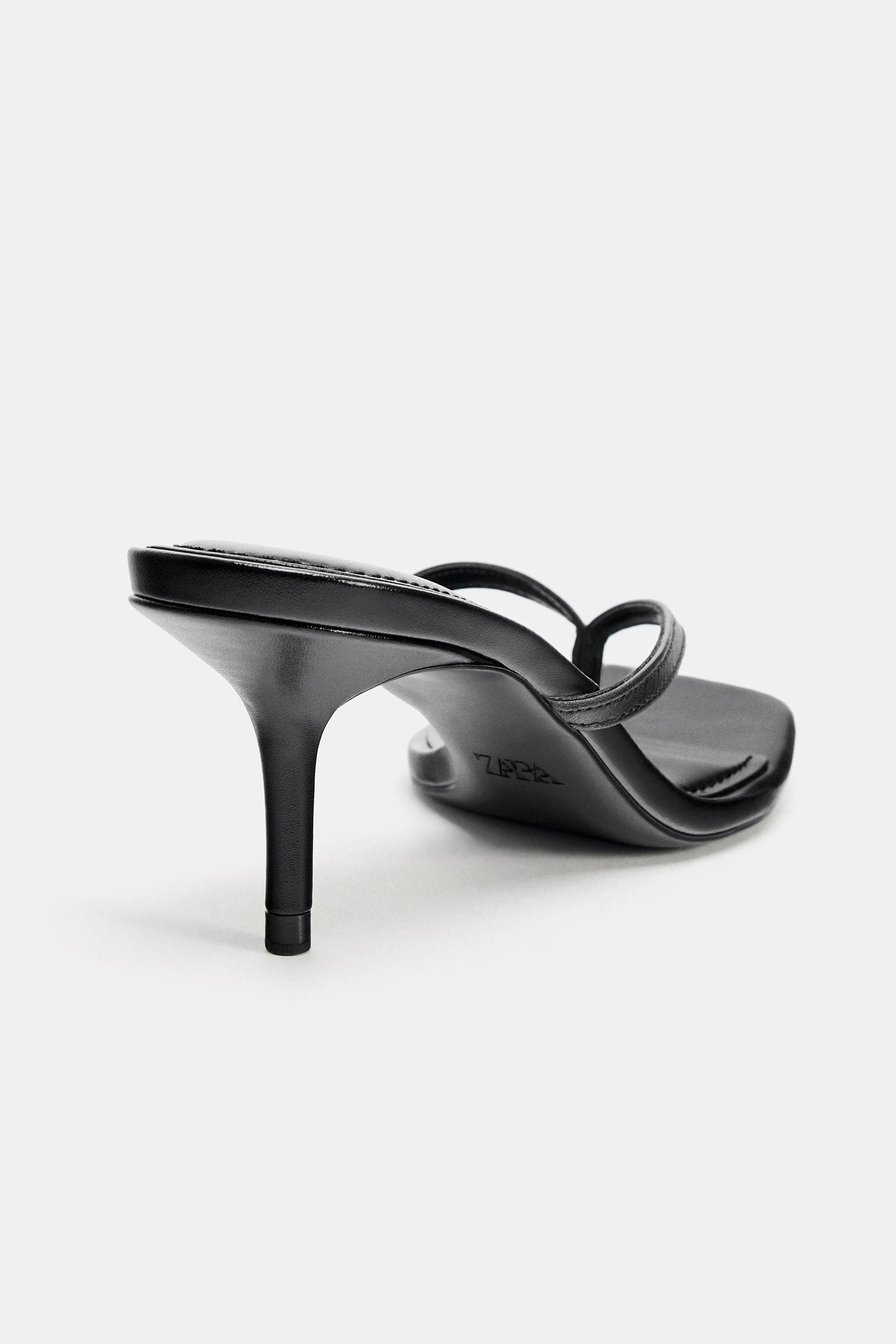 LEATHER STRAPPY HEEL SANDALS | Zara UK