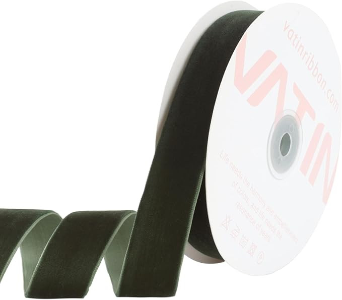 VATIN Emerald Green Velvet Ribbon 1" Green Premium Plush Velvet Woven Edge Velvet Ribbon for Chri... | Amazon (US)