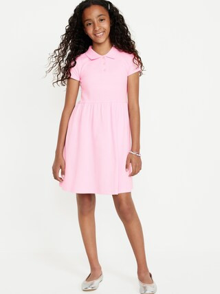 School Uniform Fit & Flare Pique Polo Dress for Girls | Old Navy (US)