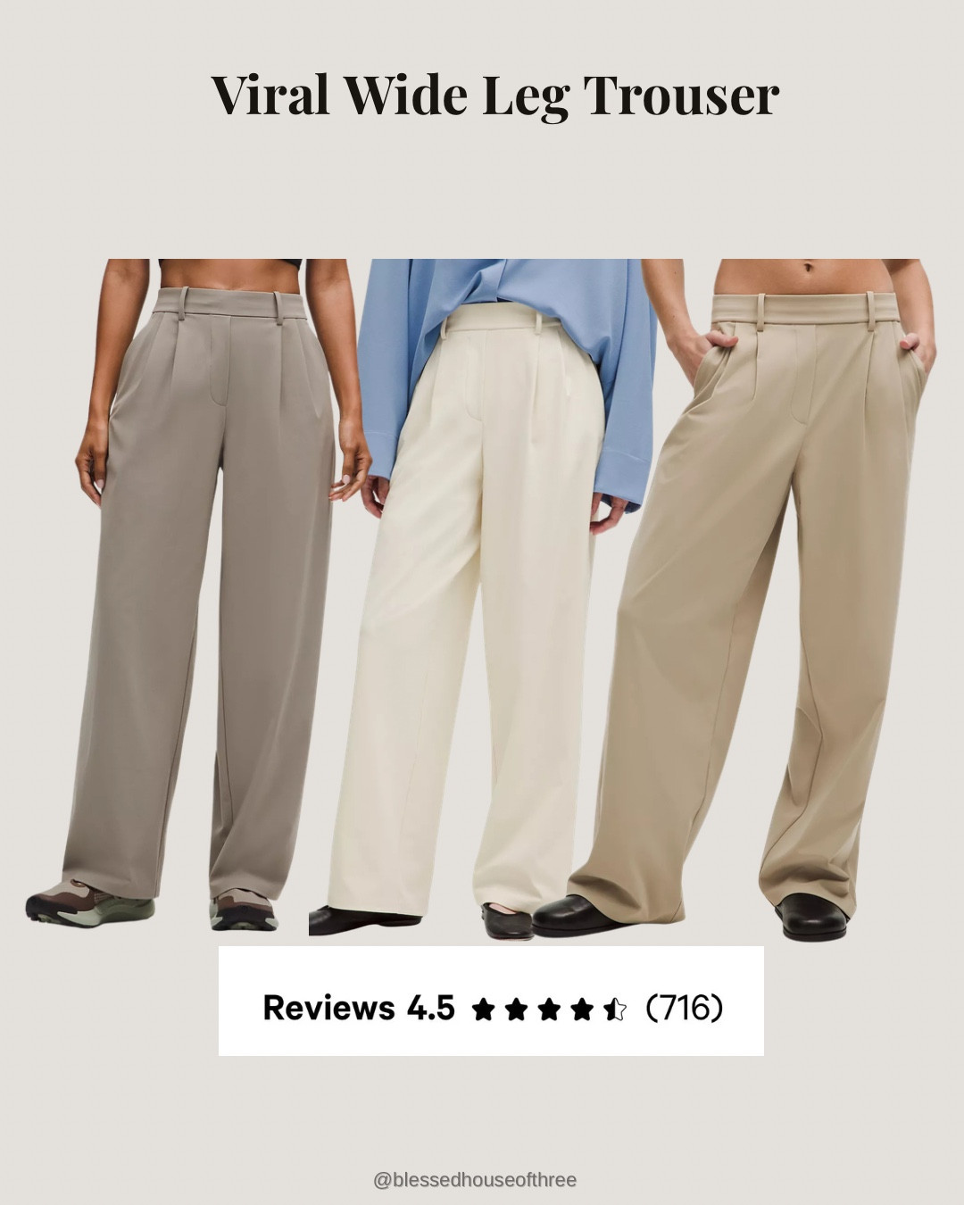 These viral wide-leg trousers are a closet staple — polished enough for work but comfortable enough for everyday wear. Sizes selling out fast! The fit is flattering, the neutrals go with everything, and the reviews speak for themselves. Easy to dress up with a blazer or down with sneakers. Save this if you’re building a capsule wardrobe or need an everyday trouser you’ll actually rewear. Save these for later - these sell out fast  

viral wide leg trousers, neutral trousers for women, viral, lululemon pants capsule wardrobe pants, dress up dress down outfits, workwear trousers women, wide leg pants outfit ideas, minimalist fashion staples, everyday trousers women, elevated casual outfits, classic wardrobe essentials, flattering wide leg pants, neutral fashion basics, timeless women’s trousers, versatile outfit staples#LTKGiftGuide

#LTKSeasonal #LTKPetite