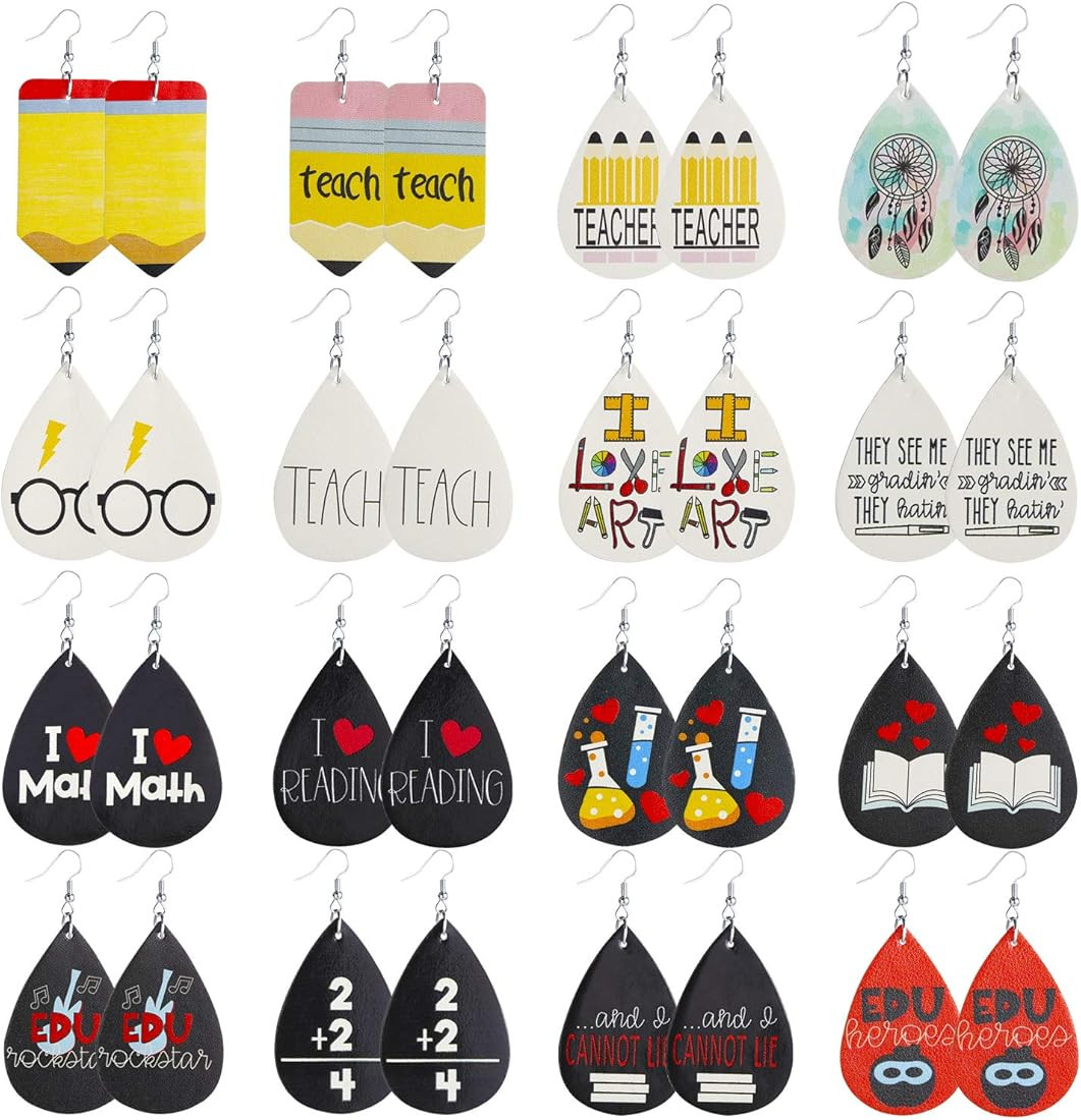 Teardrop Leather Earrings for Women Leopard Print Leather Earrings Lightweight Faux Leather Leaf Ear | Amazon (US)